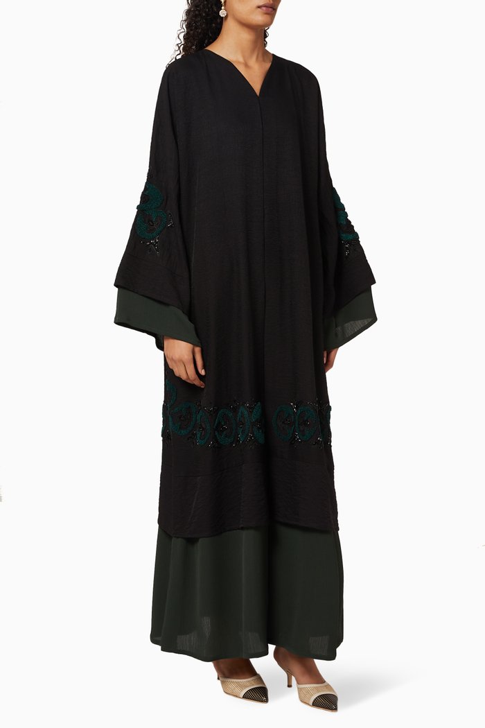 

Embellished Crepe Abaya, Black