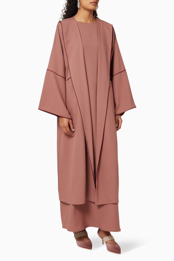 Flared Sleeve Crepe Abaya, Pink