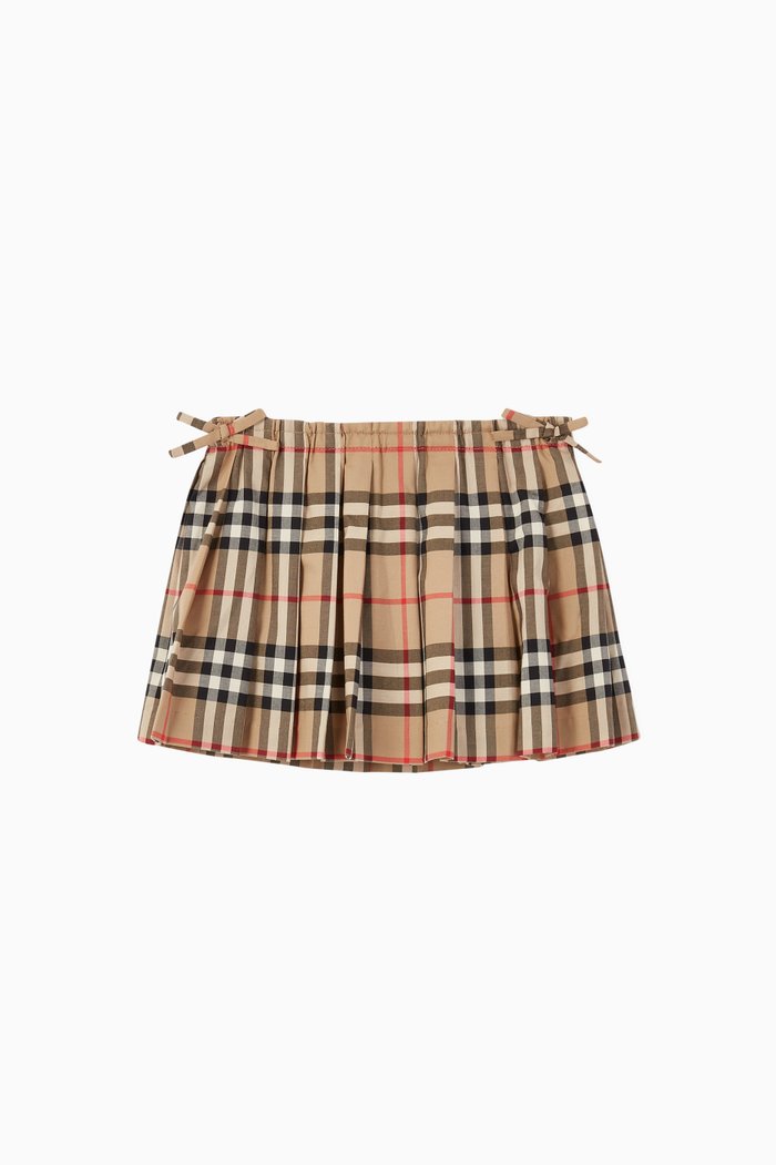 

Vintage Check Cotton Pleated Skirt, Neutral