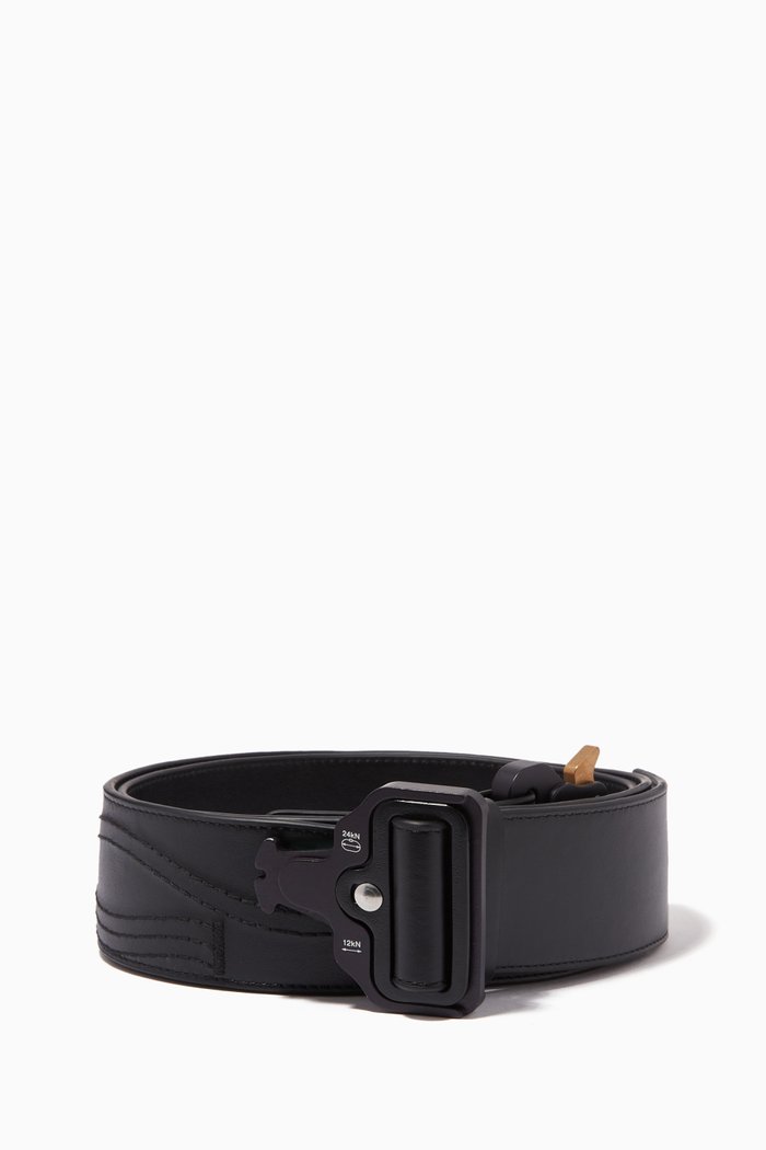 

Rollercoaster Belt in Ostrich Leather, Black
