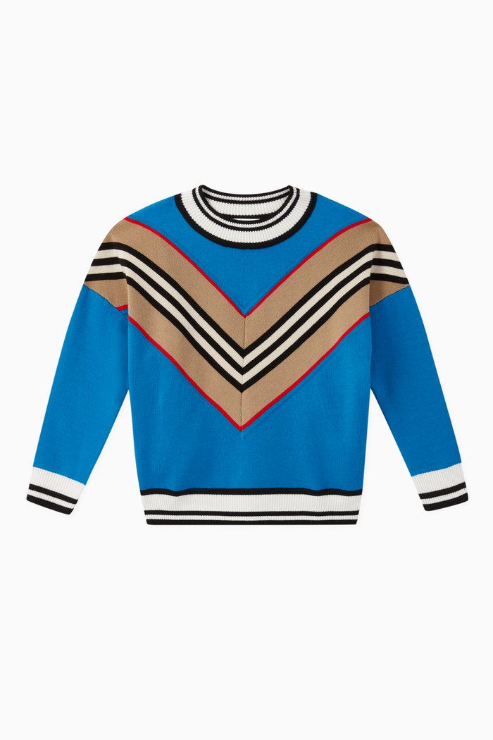

Icon Stripe Panel Wool Blend Sweater, Blue
