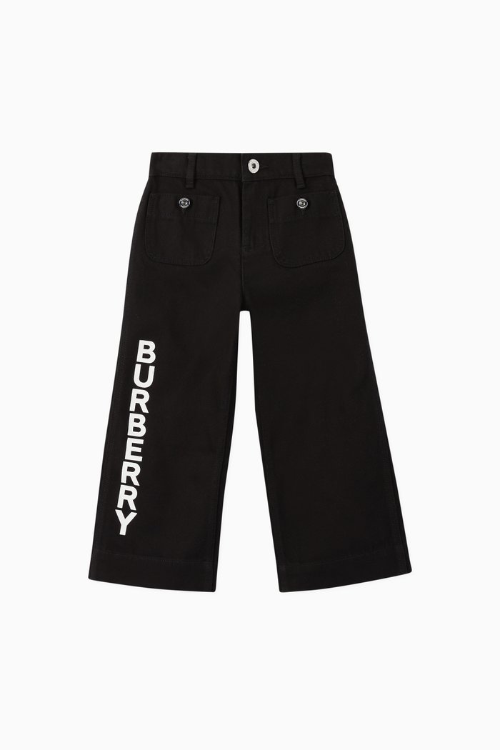 

Logo Japanese Denim Wide-Leg Jeans, Black