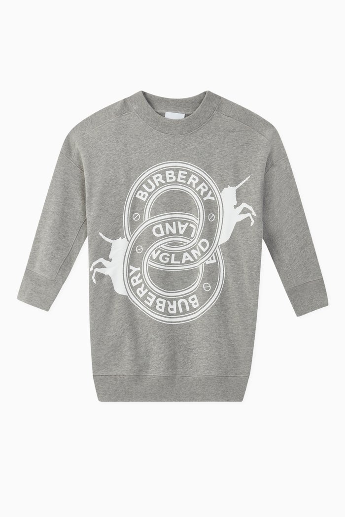 

Logo Graphic & Unicorn Cotton Sweater Dress, Grey