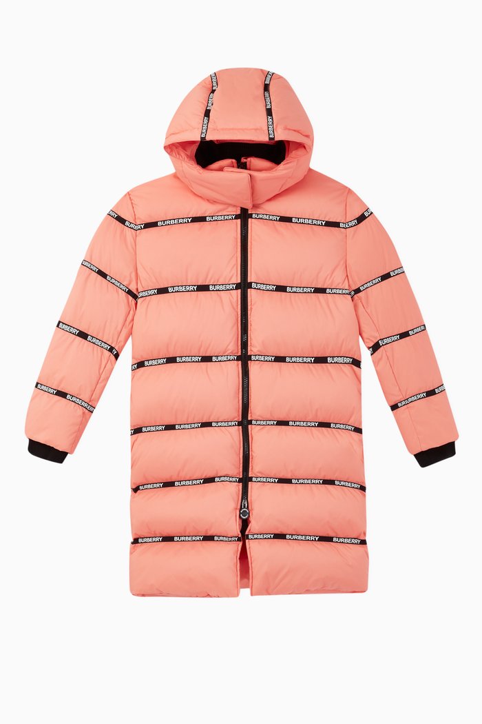 

Logo Tape Down-Filled Puffer Jacket, Pink