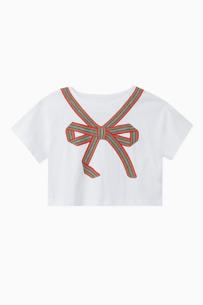 

Icon Stripe Bow Cotton T-Shirt, White