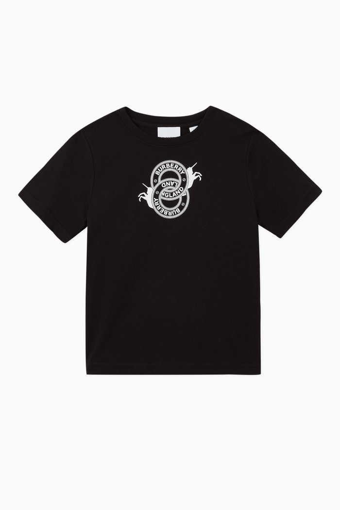 

Logo Graphic & Unicorn Cotton T-Shirt, Black