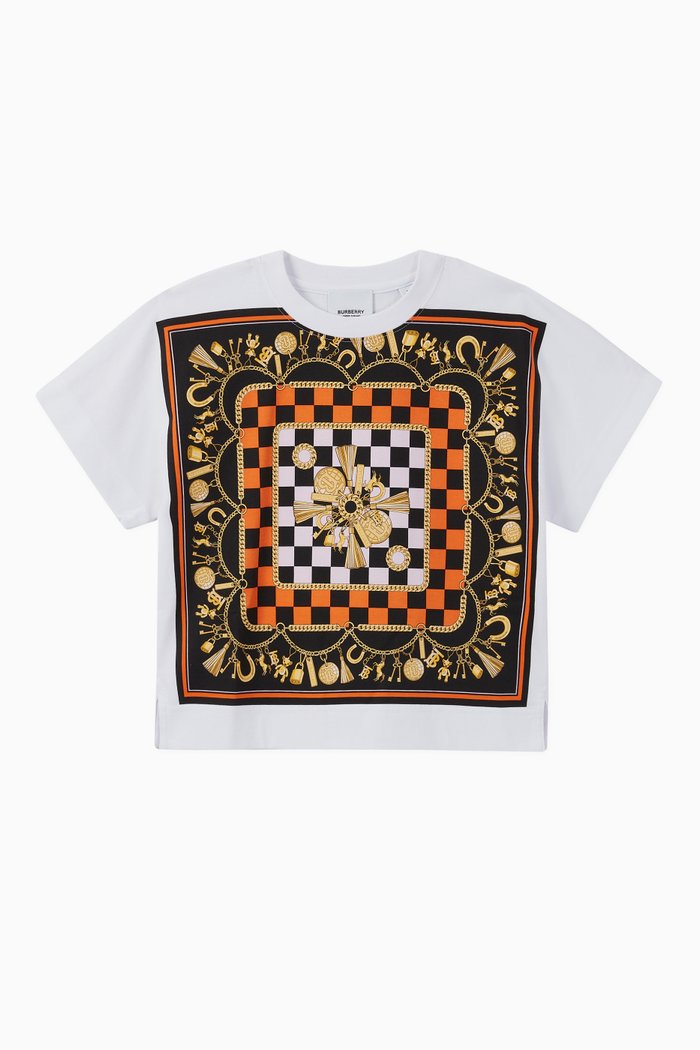 

Charm & Chequer Scarf Cotton T-Shirt, White
