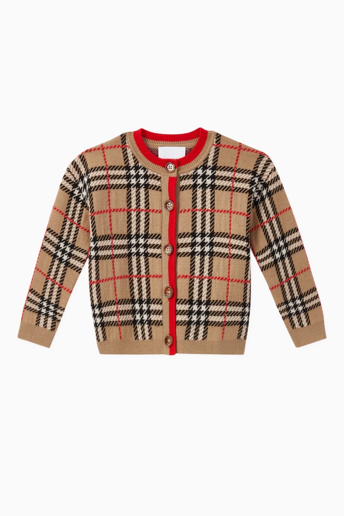 

Vintage Check Merino Wool Cardigan, Neutral