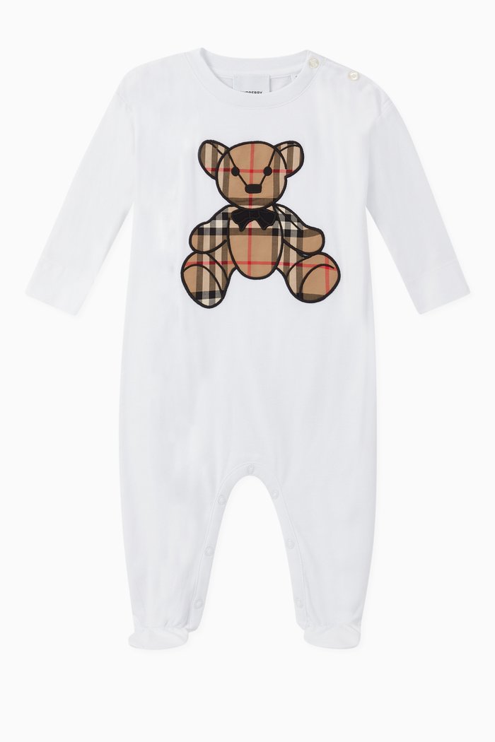 

Thomas Bear Appliqué Organic Cotton Babygrow, White