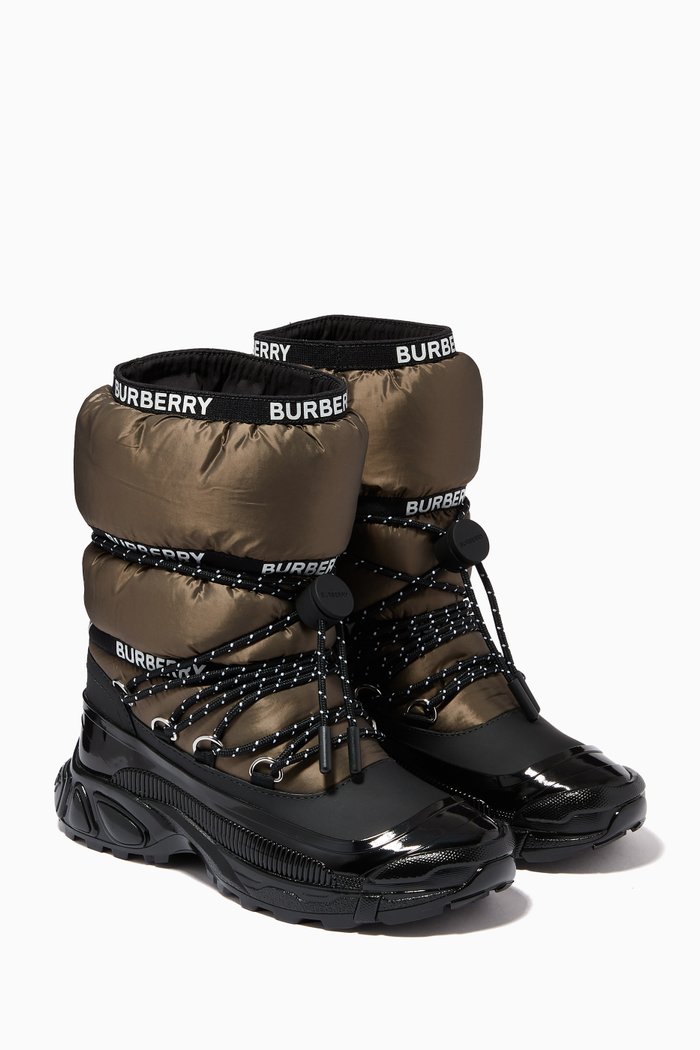 

Logo Tape Snow Boots in Padded Fabric, Grey