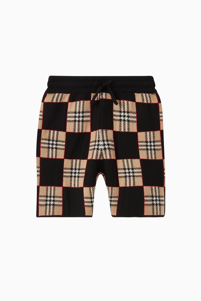 

Chequer Merino Wool Shorts, Neutral