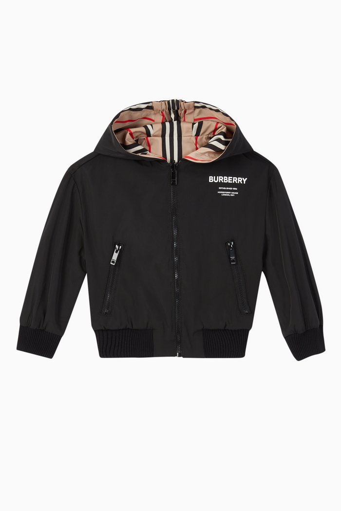 

Reversible Icon Stripe Hooded Jacket, Black