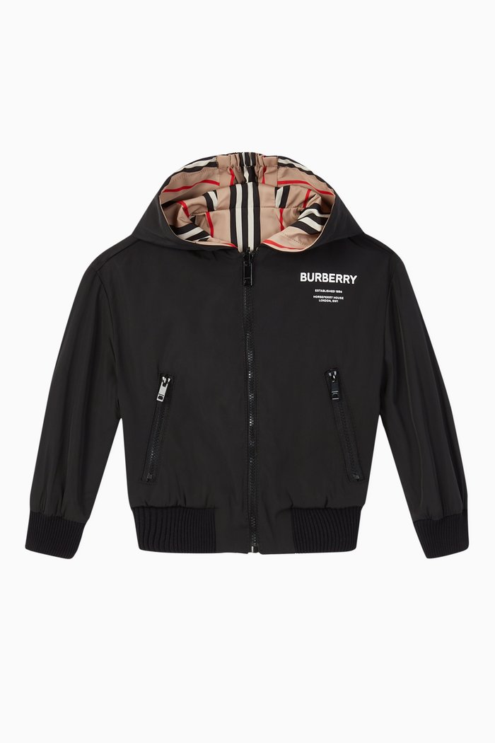 

Reversible Icon Stripe Hooded Jacket, Black