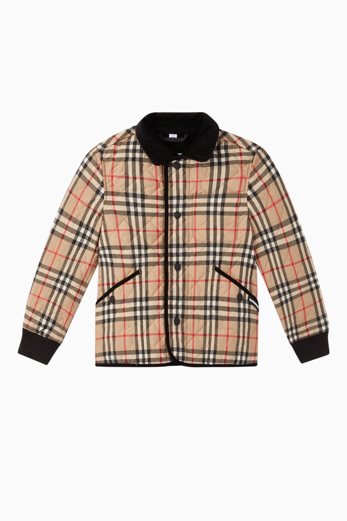 

Vintage Check Diamond Quilted Jacket, Neutral