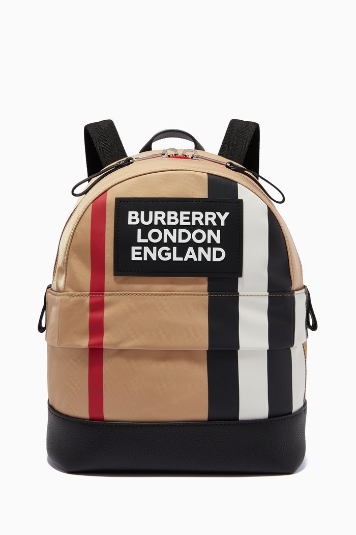 

Logo Appliqué Backpack in Icon Stripe ECONYL®, Neutral