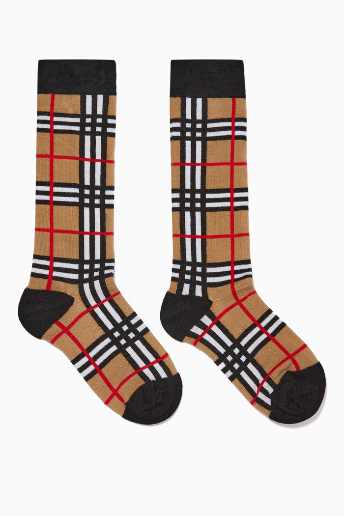 

Vintage Check Cotton Blend Socks, Neutral