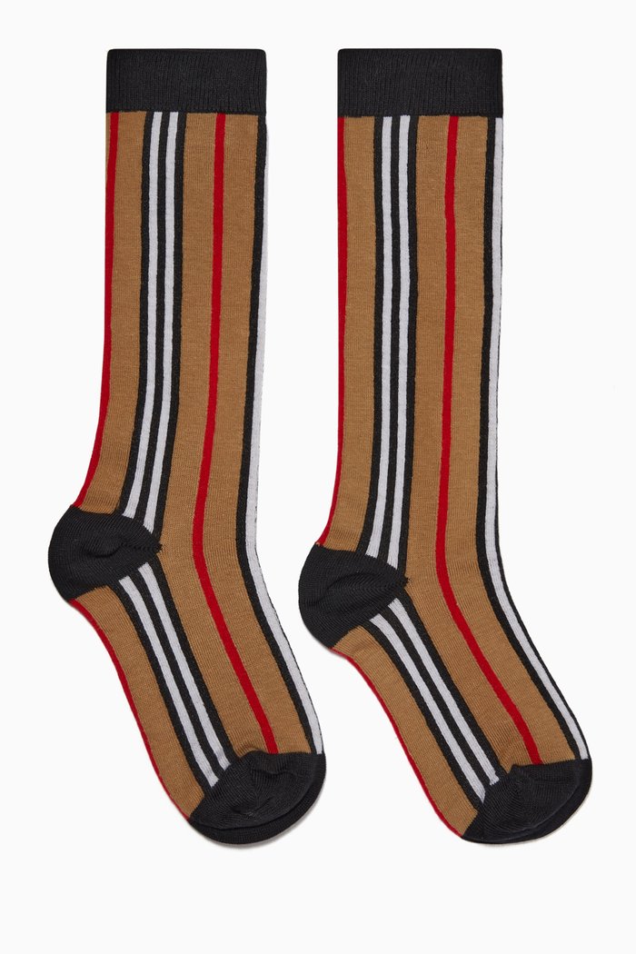 

Icon Stripe Cotton Blend Socks, Neutral