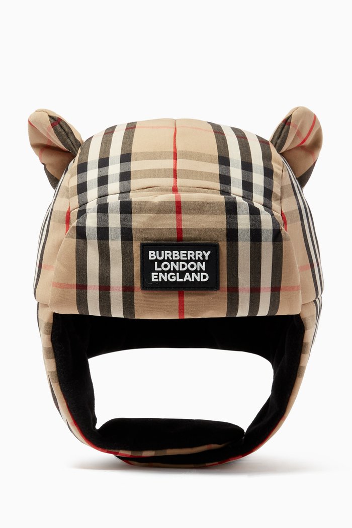 

Logo Appliqué Vintage Check Cotton Hat, Neutral