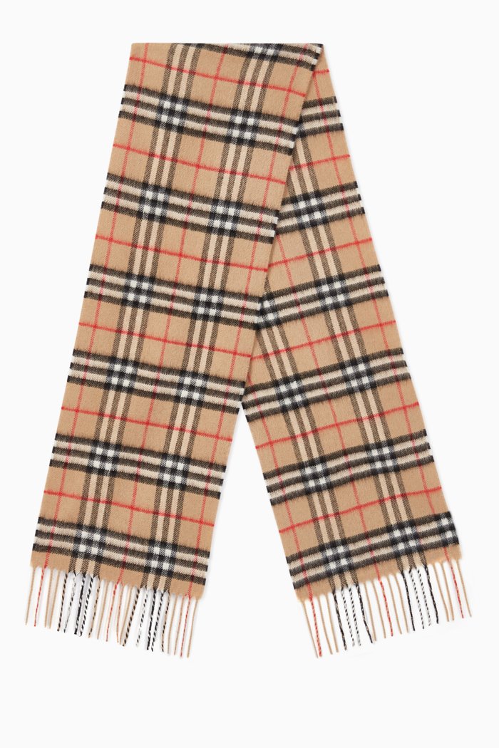 

The Mini Classic Vintage Check Cashmere Scarf, Neutral