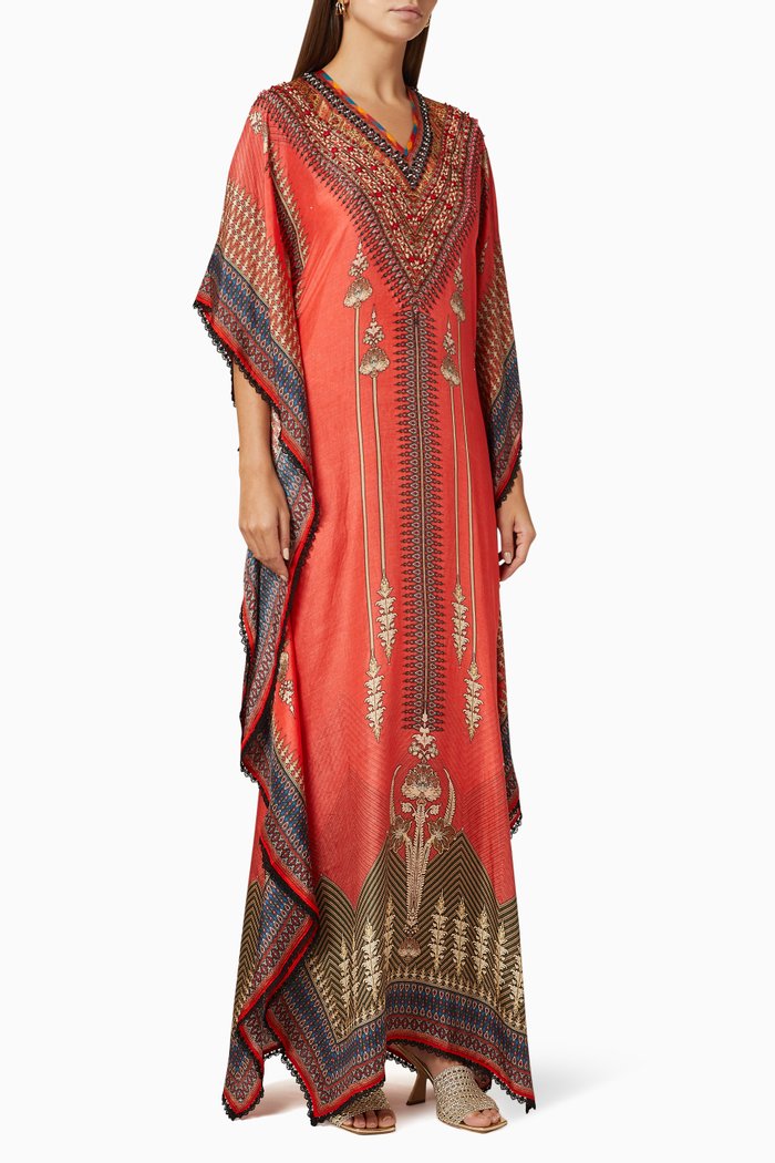 

Elenor Embroidered Silk Kaftan, Orange
