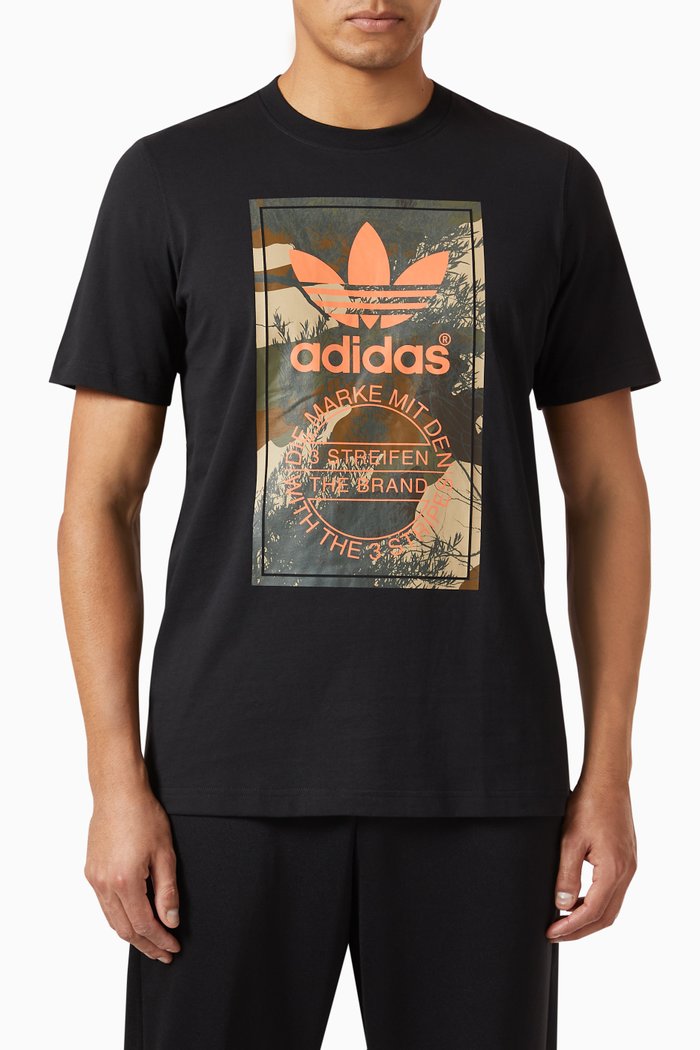 

Camouflage Graphic Print T-Shirt, Black