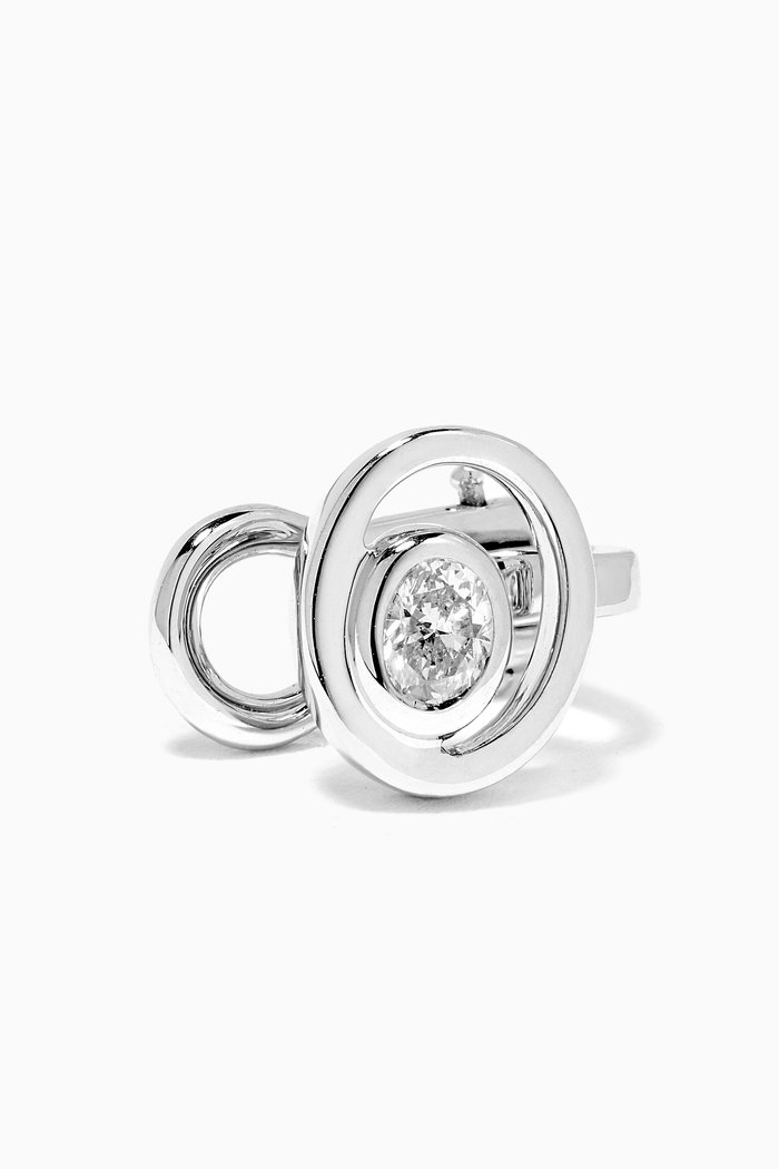 

Rock Blossom Oval Diamond Cuff Earring in 18kt White Gold, Silver