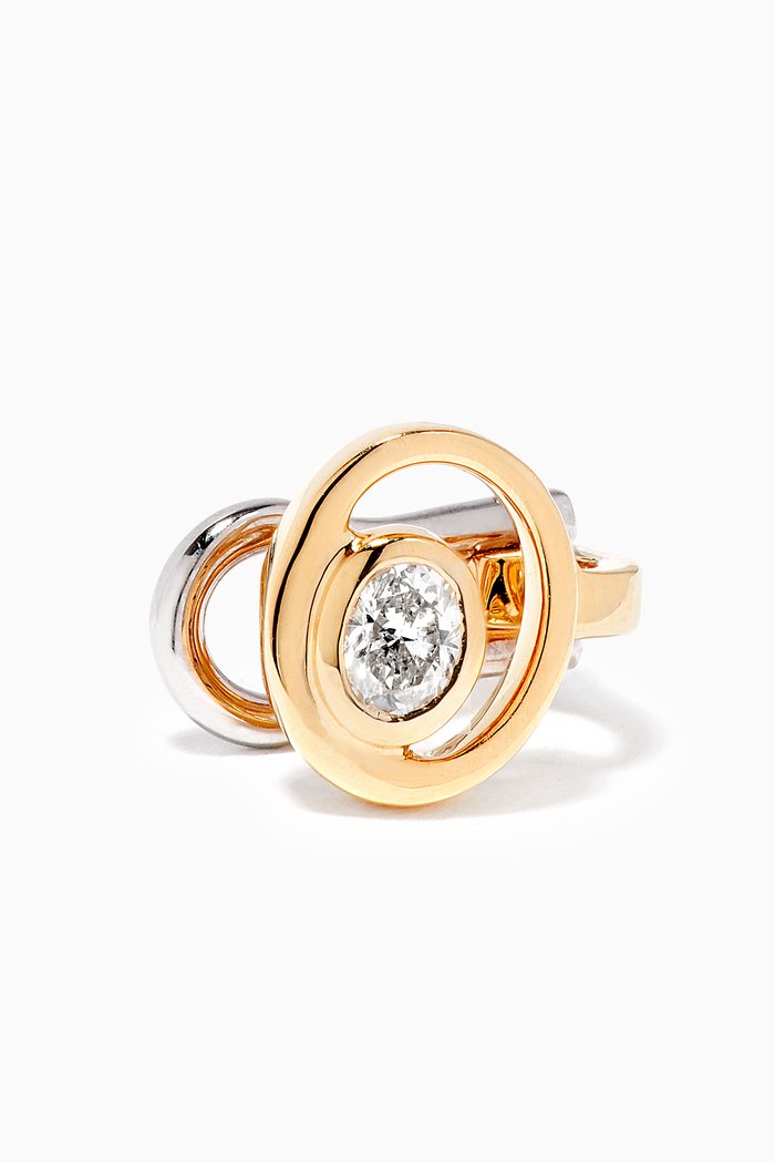 

Rock Blossom Oval Diamond Cuff Earring in 18kt Yellow Gold