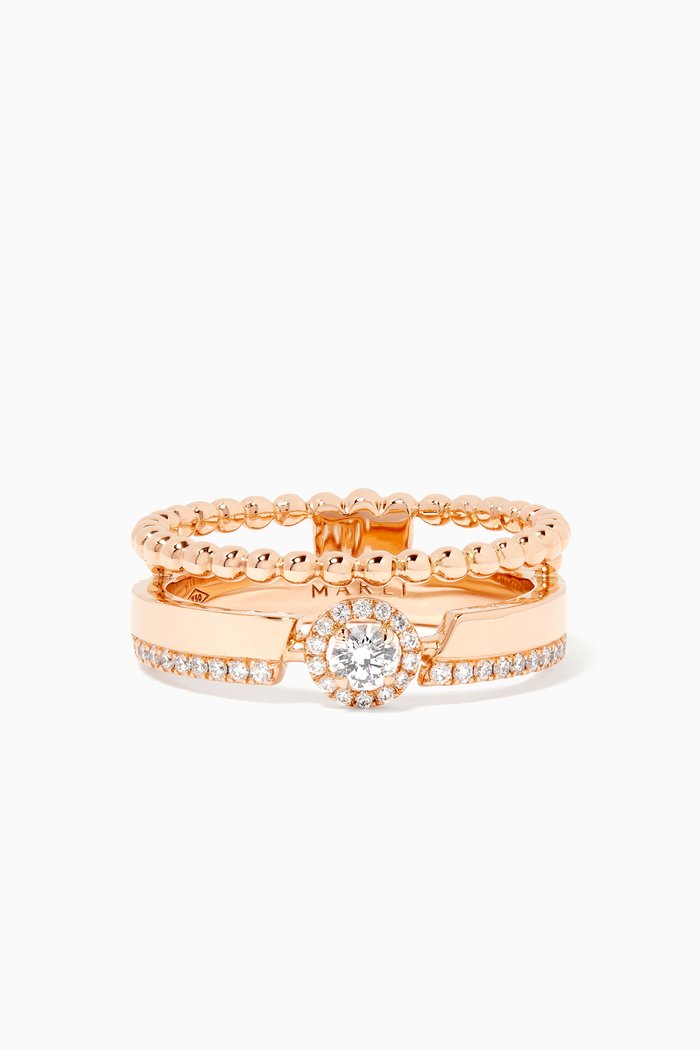 

Rock Circle Diamond Double-strand Ring in 18kt Rose Gold