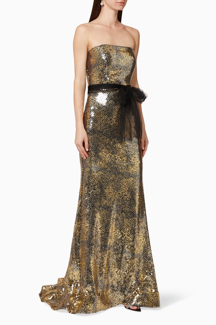 

Strapless Sequin Gown, Gold