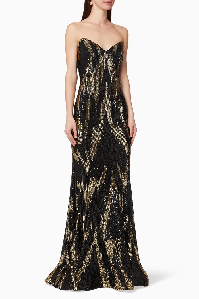 

Strapless Sequin Gown, Gold
