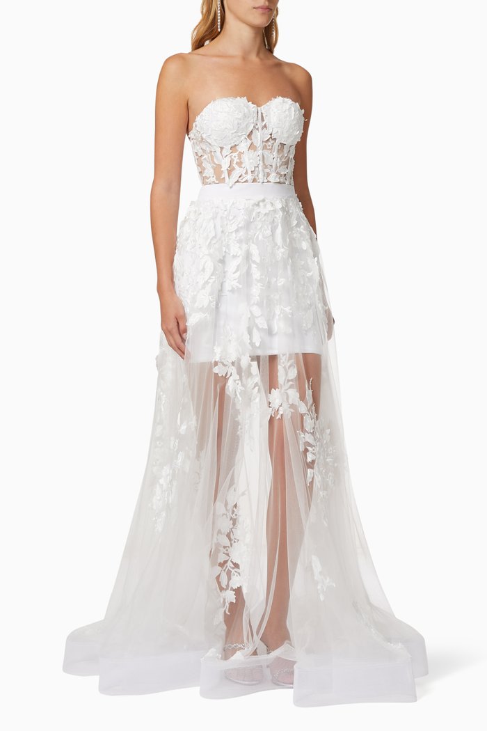 

Flower Appliqué Gown, Neutral