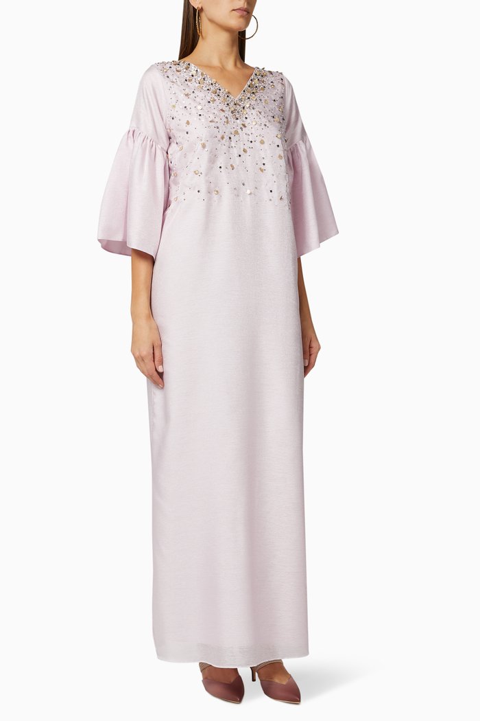 

Bead Embellished Organza Jalabiya, Purple