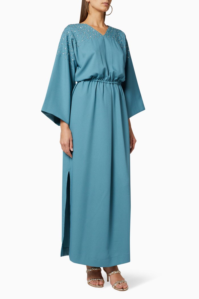 

Embellished Crepe Dress, Blue