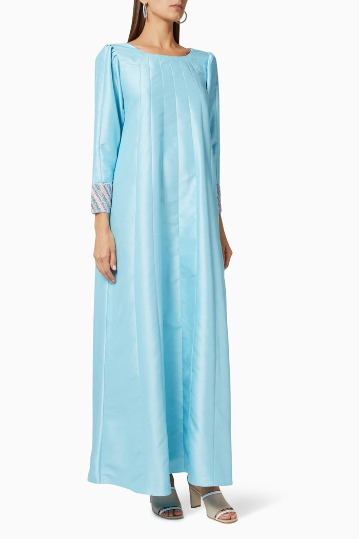Embellished Crepe Kaftan, Blue