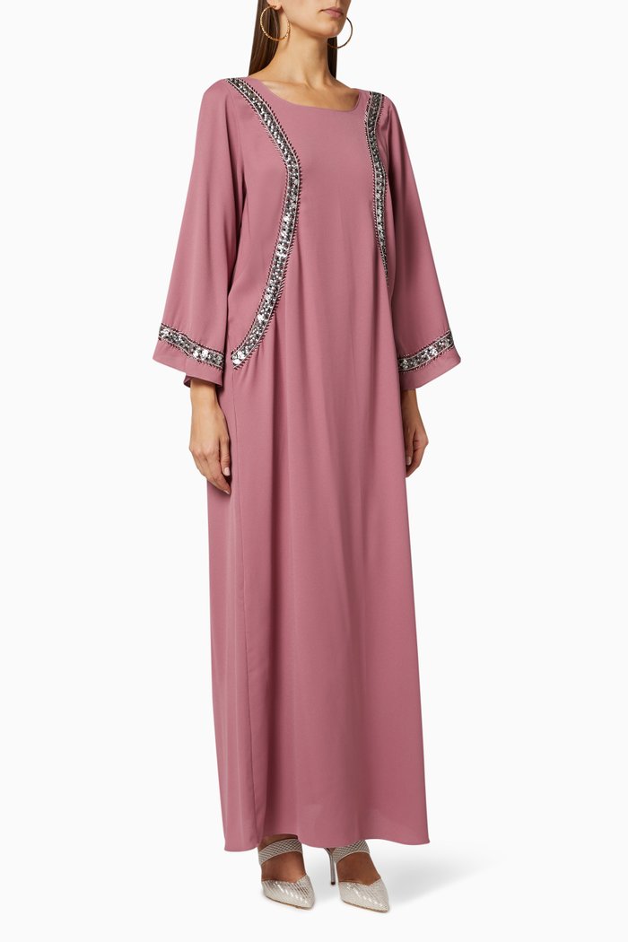 

Embellished Crepe Abaya, Purple
