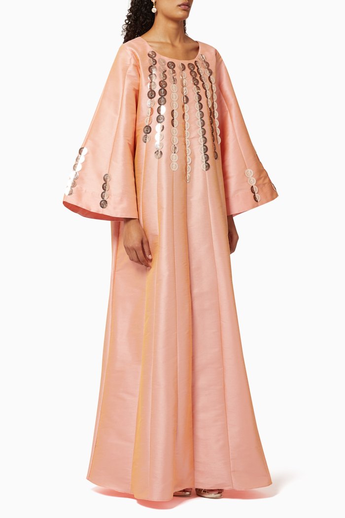 

Embellished Panelled Kaftan, Pink