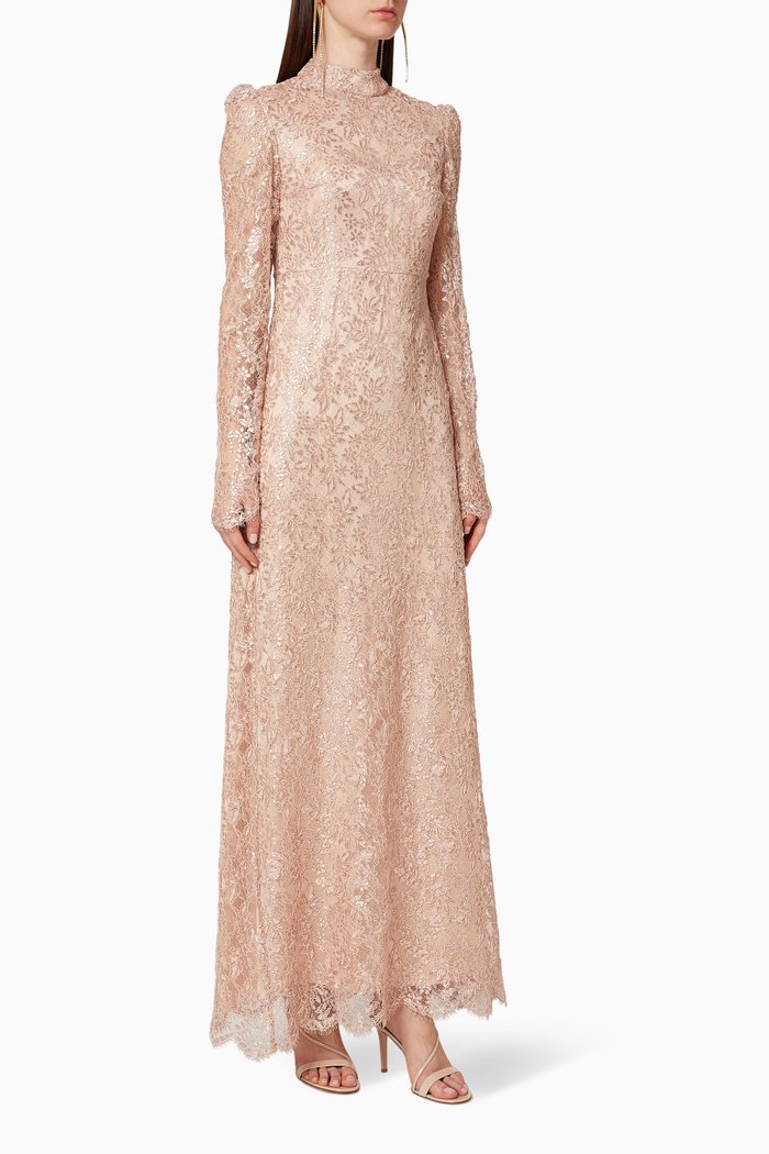 

Embroidered Lace Dress, Pink