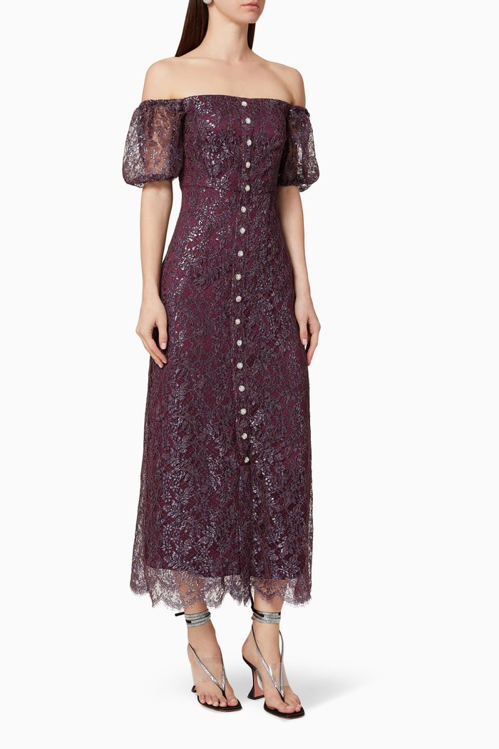 Embroidered Lace Dress, Purple