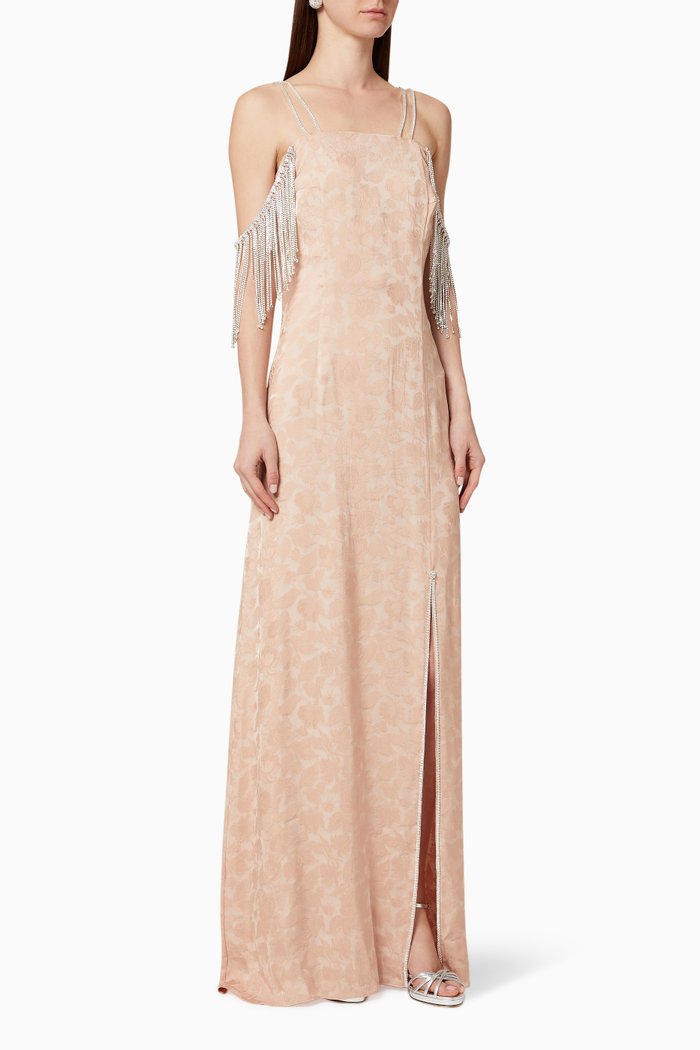 

Crystal Embellished Fringe Dress, Pink