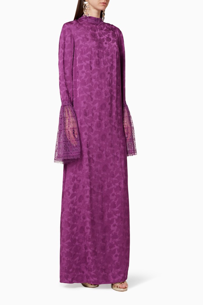 

Embroidered Lace Dress, Purple
