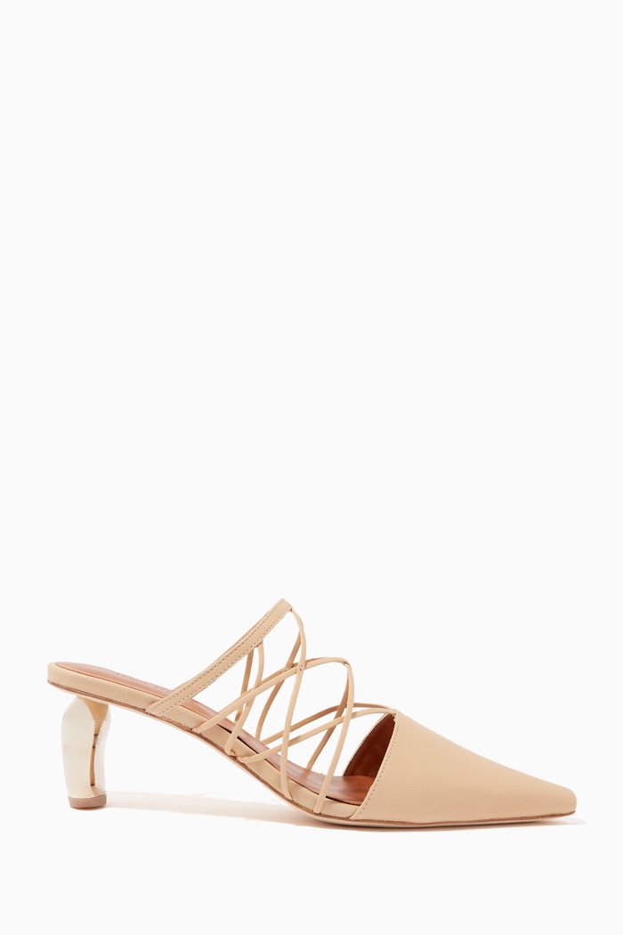 

Lisa 60 Strappy Mules in Leather, Neutral