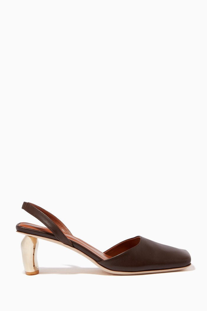 

Luna Slingback Pumps in Leather, Brown