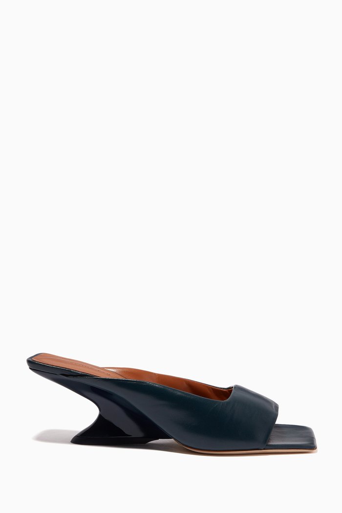 

Norma Mule Sandals in Leather, Blue