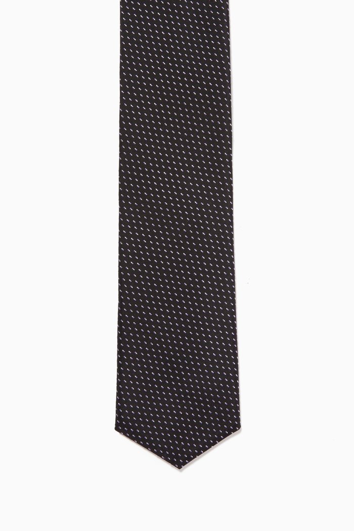 

Water-Repellent Patterned Tie in Silk, Black