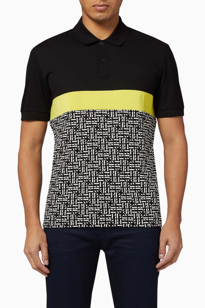 

Phillipson 74 Monogram Panel Polo T-Shirt, Black