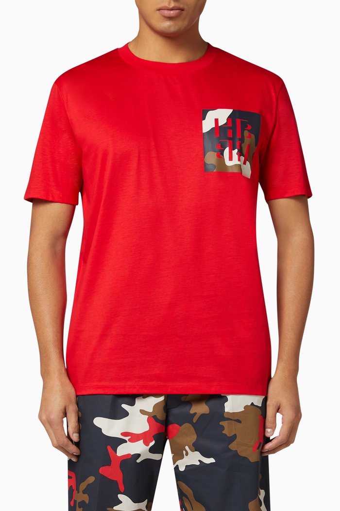

Tames 12 Monogram Print T-Shirt, Red