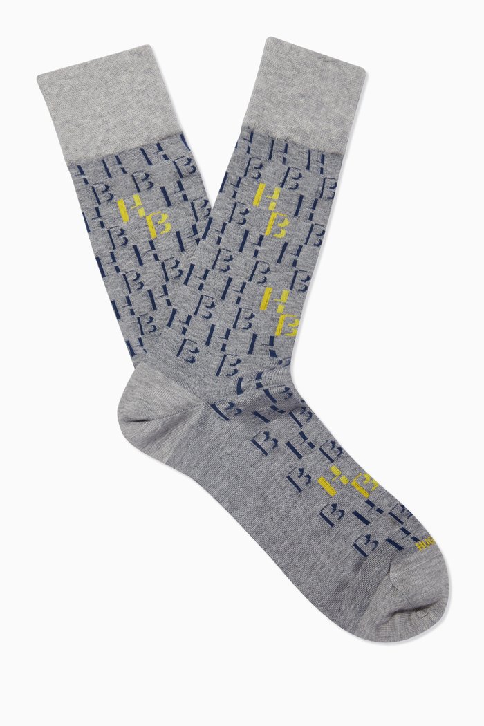 

Monogram Socks in Mercerised Cotton, Silver