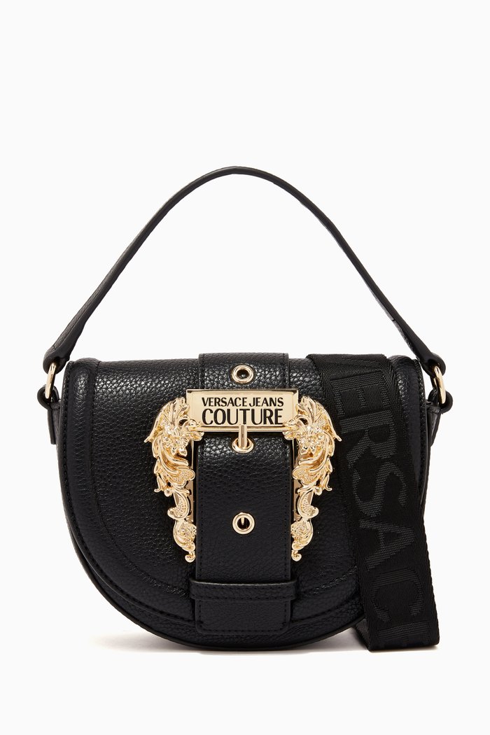 Logo Buckle Crossbody Bag in Nappa, Black