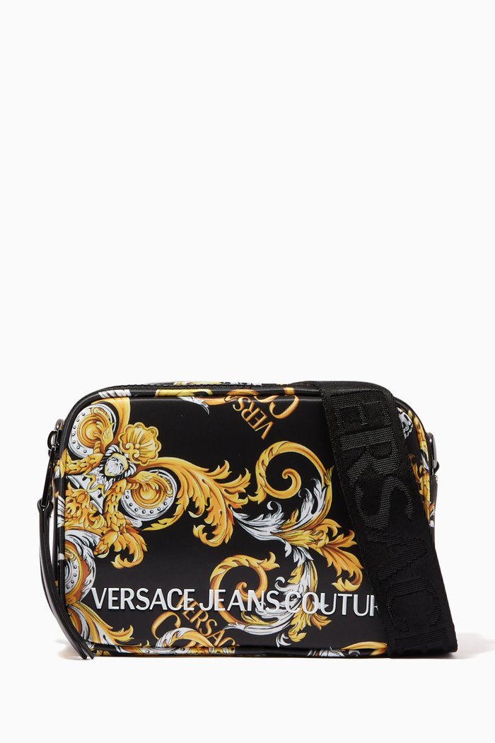 Camera Bag in Logo Baroque Nylon, Yellow