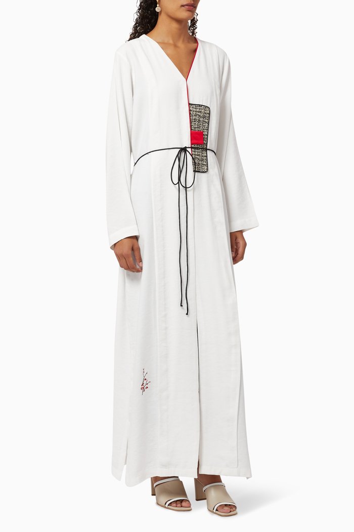 

Tencel Belted Abaya, White